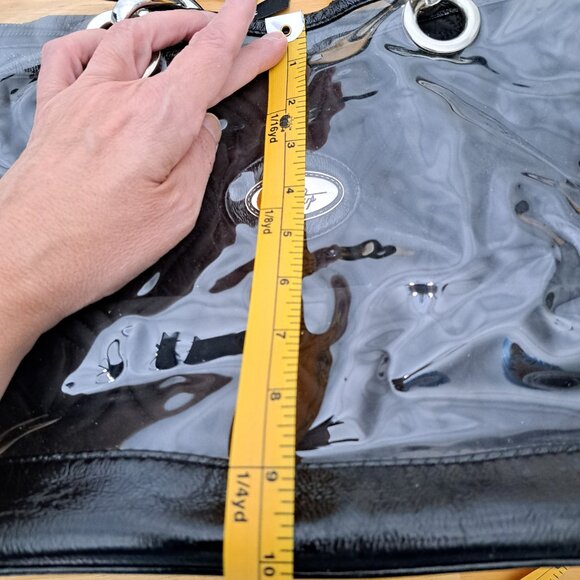 Donna Sharp Black Quilted Bag Purse w/ Detachable Plastic Cover Cheetah Lining - Picture 6 of 16